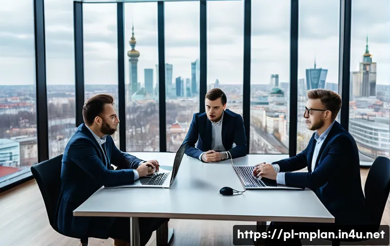 미디어 플래너의 광고 목표 설정 체크리스트 - ) Photorealistic agency war-room scene in Warsaw during winter: a diverse Polish media-planning team...
