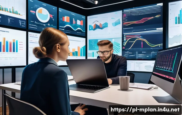 미디어 플래너와 AI 활용 사례 - A modern advertising media planner office scene in Warsaw, Poland, showing a diverse team of profess...