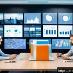 미디어 플래너의 광고 크리에이티브 아이디어 - A modern digital marketing office scene focused on advanced audience segmentation: diverse marketing...