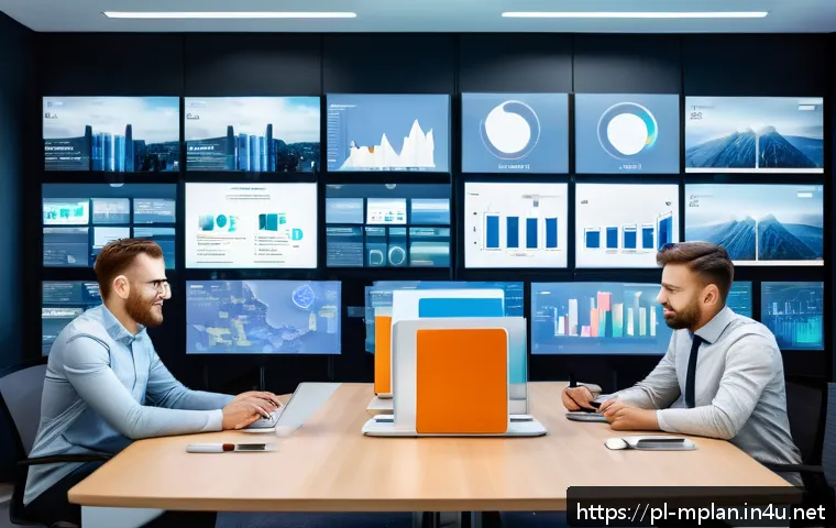 미디어 플래너의 광고 크리에이티브 아이디어 - A modern digital marketing office scene focused on advanced audience segmentation: diverse marketing...