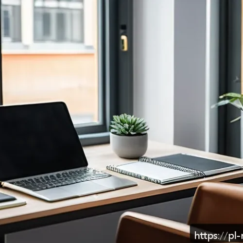 미디어 플래너의 업무 스트레스 관리 - A modern office workspace showing a focused media planner at a sleek desk, organizing daily tasks on...